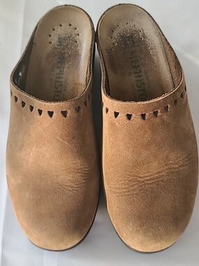 Women's Mephisto Brown Tan Suede Slip-On Clogs 38
